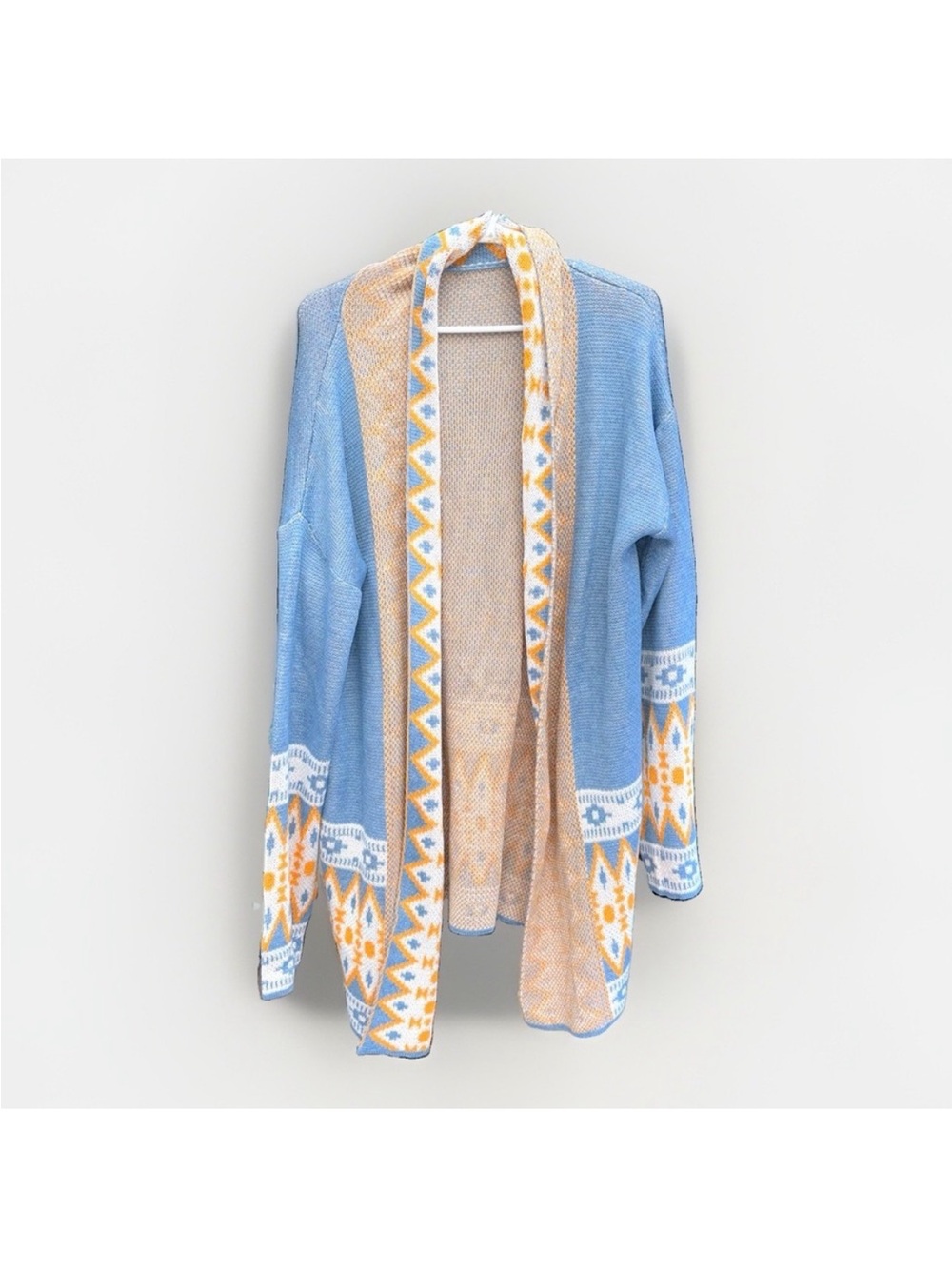 Southwestern Cozy Long Open Front Bohemian Cardigan Pockets S